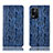 Leather Case Stands Flip Cover Holder H17P for Oppo K9X 5G Blue