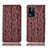 Leather Case Stands Flip Cover Holder H17P for Oppo K9X 5G Brown