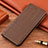 Leather Case Stands Flip Cover Holder H17P for Samsung Galaxy A02s Brown
