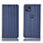 Leather Case Stands Flip Cover Holder H18P for Motorola Moto G50 5G Blue