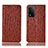 Leather Case Stands Flip Cover Holder H18P for Oppo A93s 5G Brown