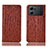 Leather Case Stands Flip Cover Holder H18P for Oppo K10 5G Brown