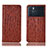 Leather Case Stands Flip Cover Holder H18P for Oppo K9 Pro 5G Brown