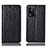 Leather Case Stands Flip Cover Holder H18P for Oppo K9X 5G Black