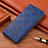 Leather Case Stands Flip Cover Holder H19P for Google Pixel 6 Pro 5G Blue