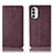 Leather Case Stands Flip Cover Holder H19P for Motorola Moto Edge (2022) 5G Red Wine