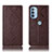 Leather Case Stands Flip Cover Holder H19P for Motorola Moto G31 Brown