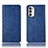 Leather Case Stands Flip Cover Holder H19P for Motorola MOTO G52 Blue
