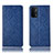 Leather Case Stands Flip Cover Holder H19P for Oppo A54 5G Blue