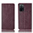 Leather Case Stands Flip Cover Holder H19P for Oppo A55 5G Red Wine