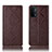 Leather Case Stands Flip Cover Holder H19P for Oppo A74 5G Brown