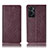 Leather Case Stands Flip Cover Holder H19P for Oppo A76 Red Wine