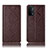 Leather Case Stands Flip Cover Holder H19P for Oppo A93 5G Brown