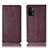 Leather Case Stands Flip Cover Holder H19P for Oppo A93 5G Red Wine