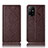 Leather Case Stands Flip Cover Holder H19P for Oppo A94 5G Brown