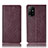 Leather Case Stands Flip Cover Holder H19P for Oppo A95 5G Red Wine