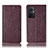 Leather Case Stands Flip Cover Holder H19P for Oppo A96 5G Red Wine