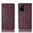 Leather Case Stands Flip Cover Holder H19P for Oppo F19 Pro+ Plus 5G Red Wine