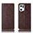 Leather Case Stands Flip Cover Holder H19P for Oppo Find X5 Pro 5G Brown