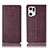 Leather Case Stands Flip Cover Holder H19P for Oppo Find X5 Pro 5G Red Wine