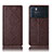 Leather Case Stands Flip Cover Holder H19P for Oppo K9 Pro 5G Brown