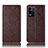 Leather Case Stands Flip Cover Holder H19P for Oppo K9X 5G Brown