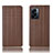 Leather Case Stands Flip Cover Holder H20P for Oppo A77 5G Brown