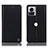 Leather Case Stands Flip Cover Holder H21P for Motorola Moto Edge 30 Ultra 5G Black