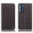Leather Case Stands Flip Cover Holder H21P for Motorola Moto Edge S30 5G Brown