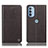 Leather Case Stands Flip Cover Holder H21P for Motorola Moto G31 Brown