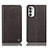 Leather Case Stands Flip Cover Holder H21P for Motorola MOTO G52 Brown