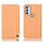 Leather Case Stands Flip Cover Holder H21P for Motorola Moto G71 5G Orange