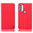 Leather Case Stands Flip Cover Holder H21P for Motorola Moto G71 5G Red