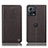 Leather Case Stands Flip Cover Holder H21P for Motorola Moto S30 Pro 5G Brown