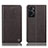 Leather Case Stands Flip Cover Holder H21P for Oppo A36 Brown