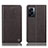 Leather Case Stands Flip Cover Holder H21P for Oppo A56S 5G Brown