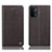 Leather Case Stands Flip Cover Holder H21P for Oppo A93 5G Brown