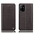 Leather Case Stands Flip Cover Holder H21P for Oppo A94 5G Brown