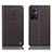 Leather Case Stands Flip Cover Holder H21P for Oppo A96 5G Brown