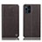 Leather Case Stands Flip Cover Holder H21P for Oppo Find X3 5G Brown