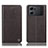 Leather Case Stands Flip Cover Holder H21P for Oppo K10 5G Brown