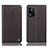 Leather Case Stands Flip Cover Holder H21P for Oppo K9X 5G Brown