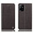 Leather Case Stands Flip Cover Holder H21P for Oppo Reno5 Z 5G Brown