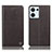 Leather Case Stands Flip Cover Holder H21P for Oppo Reno9 5G Brown