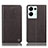 Leather Case Stands Flip Cover Holder H21P for Oppo Reno9 Pro+ Plus 5G Brown