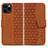 Leather Case Stands Flip Cover Holder HF1 for Apple iPhone 15 Pro Max Brown