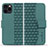Leather Case Stands Flip Cover Holder HF1 for Apple iPhone 15 Pro Max Green
