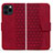 Leather Case Stands Flip Cover Holder HF1 for Apple iPhone 15 Pro Max Red