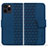 Leather Case Stands Flip Cover Holder HF1 for Apple iPhone 16 Pro Blue