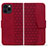 Leather Case Stands Flip Cover Holder HF1 for Apple iPhone 16 Pro Red